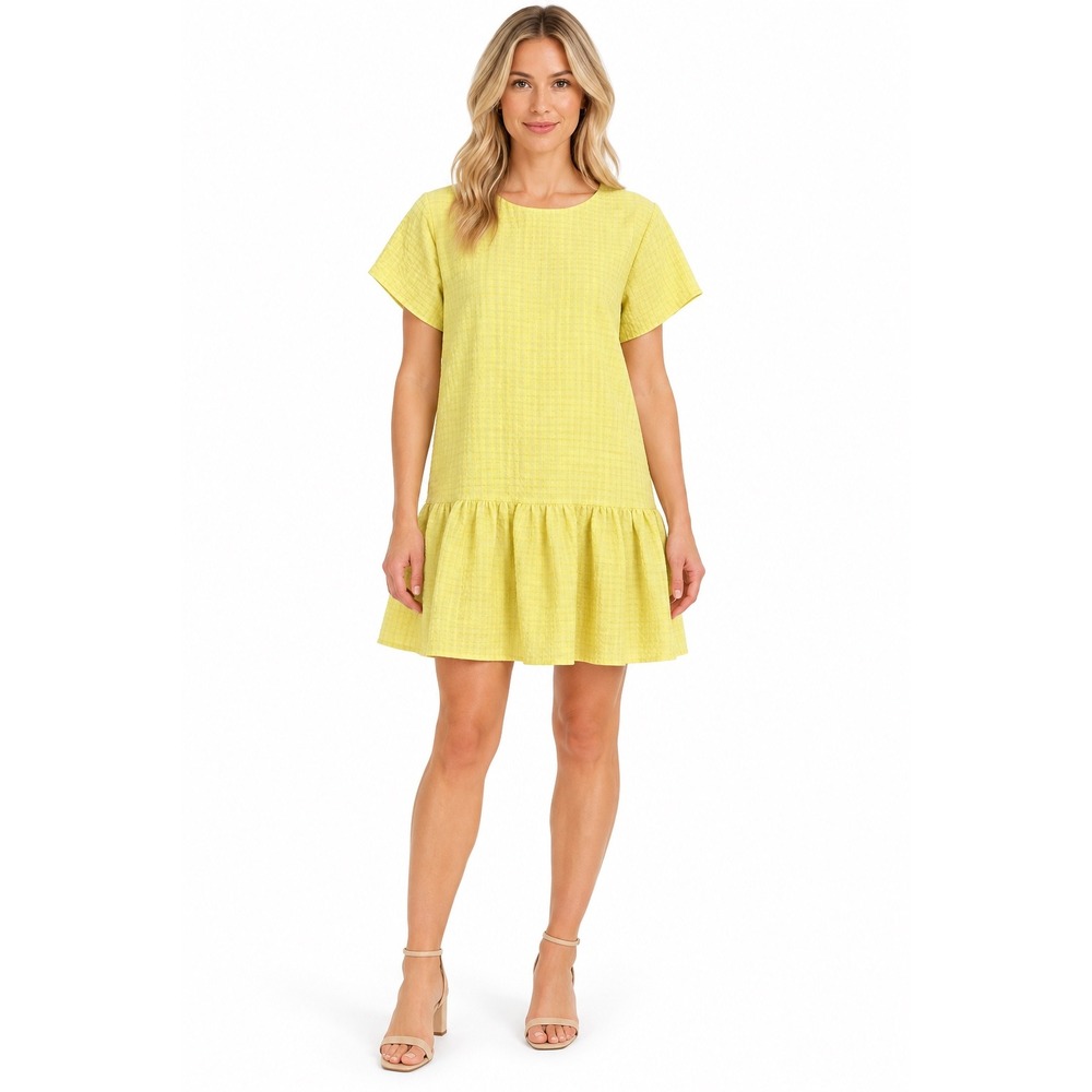 Corey Lynn Calter Mariah Yellow Textured Drop Waist Mini Dress S Anthro